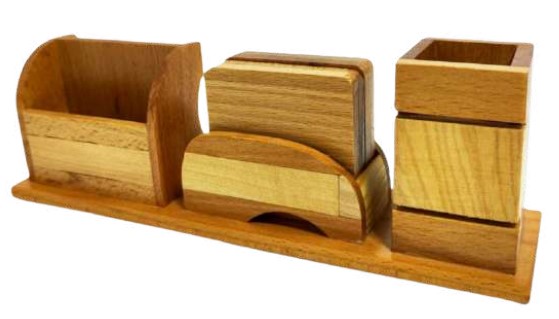 Painted Wooden Desk Organizer for Office and Study Table Use, Stylish Utility Gift for Desk Storage, Corporate Gifting and Everyday Workspace Needs